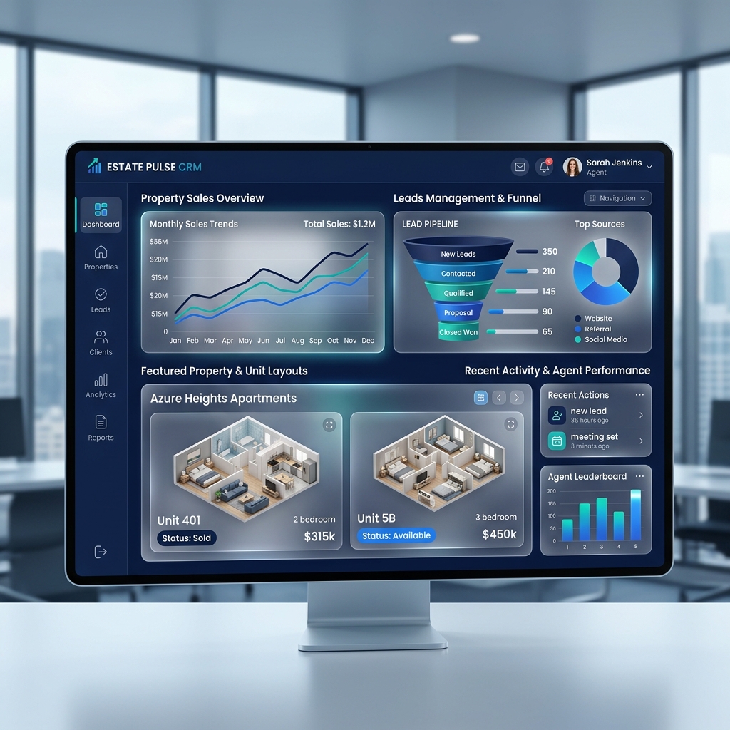 AIS Real Estate CRM Dashboard Mockup